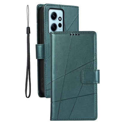 DF-06 For Xiaomi Redmi Note 12 4G Case Lines Imprinted Leather Phone Flip Stand Cover