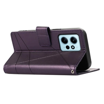DF-06 For Xiaomi Redmi Note 12 4G Case Lines Imprinted Leather Phone Flip Stand Cover