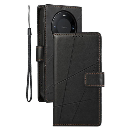 DF-06 For Huawei Mate 60 Pro Case Lines Imprinted Leather Wallet Mobile Phone Cover
