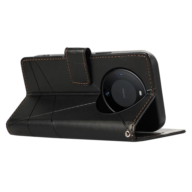 DF-06 For Huawei Mate 60 Pro Case Lines Imprinted Leather Wallet Mobile Phone Cover