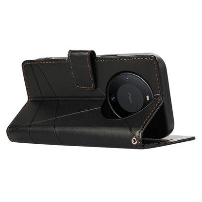 DF-06 For Huawei Mate 60 Pro Case Lines Imprinted Leather Wallet Mobile Phone Cover