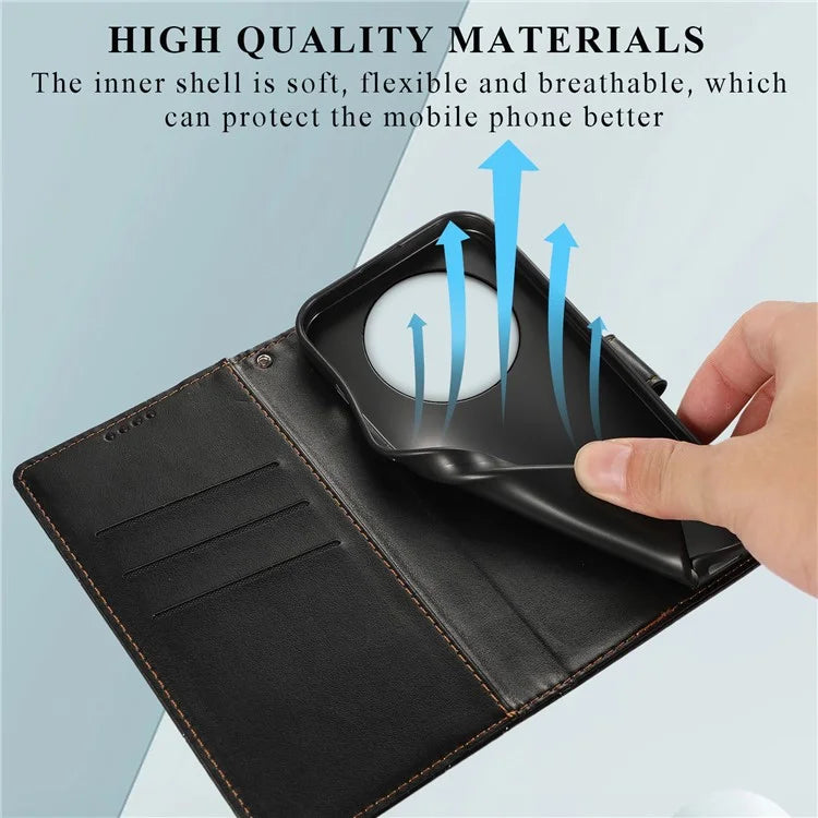 DF-06 For Huawei Mate 60 Pro Case Lines Imprinted Leather Wallet Mobile Phone Cover
