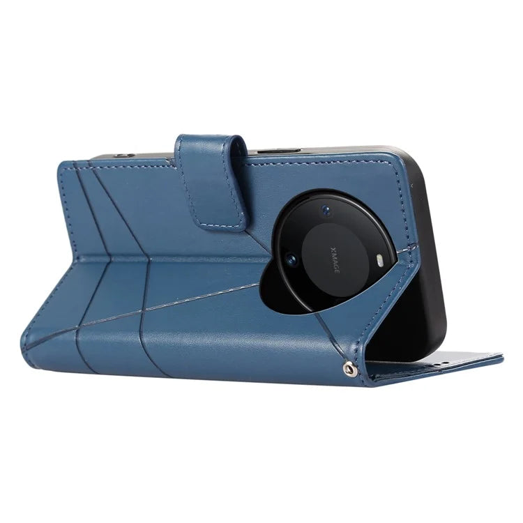 DF-06 For Huawei Mate 60 Pro Case Lines Imprinted Leather Wallet Mobile Phone Cover