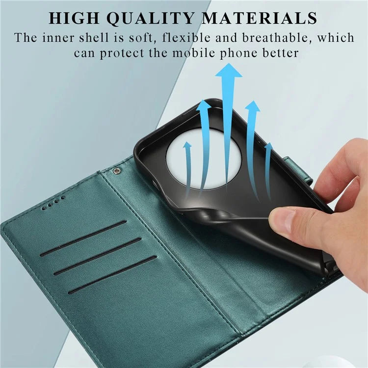 DF-06 For Huawei Mate 60 Pro Case Lines Imprinted Leather Wallet Mobile Phone Cover
