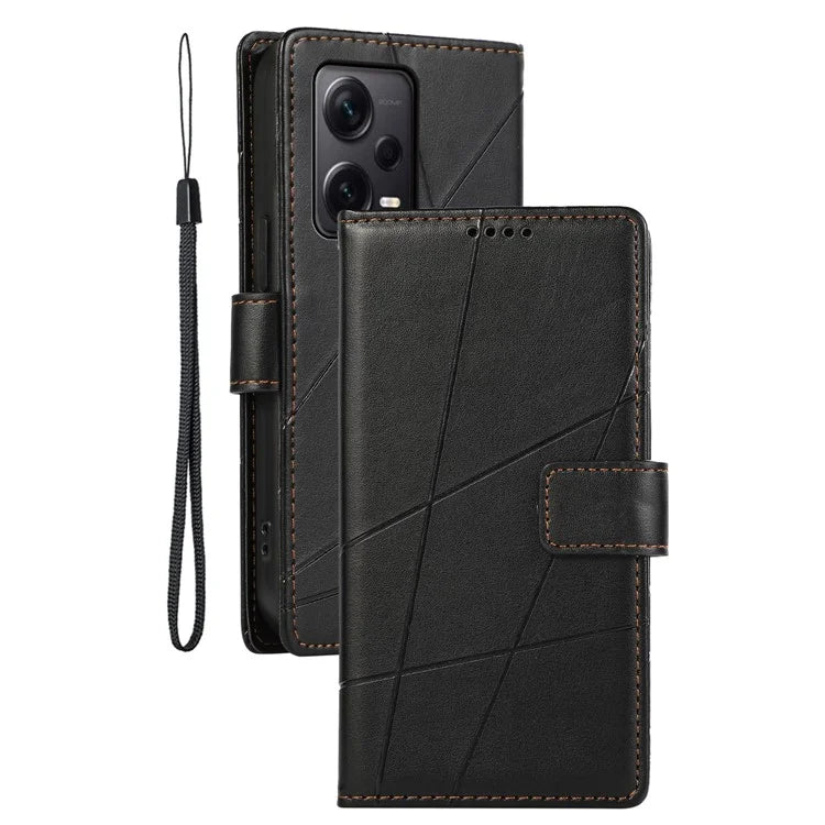 DF-06 For Xiaomi Redmi Note 12 Pro+ 5G Lines Imprint Leather Shockproof Phone Cover