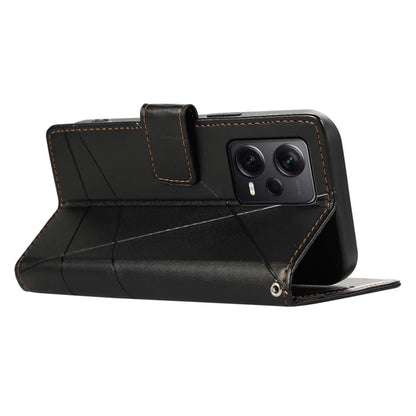 DF-06 For Xiaomi Redmi Note 12 Pro+ 5G Lines Imprint Leather Shockproof Phone Cover
