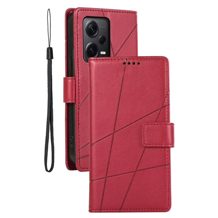 DF-06 For Xiaomi Redmi Note 12 Pro+ 5G Lines Imprint Leather Shockproof Phone Cover