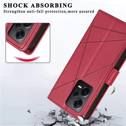 DF-06 For Xiaomi Redmi Note 12 Pro+ 5G Lines Imprint Leather Shockproof Phone Cover