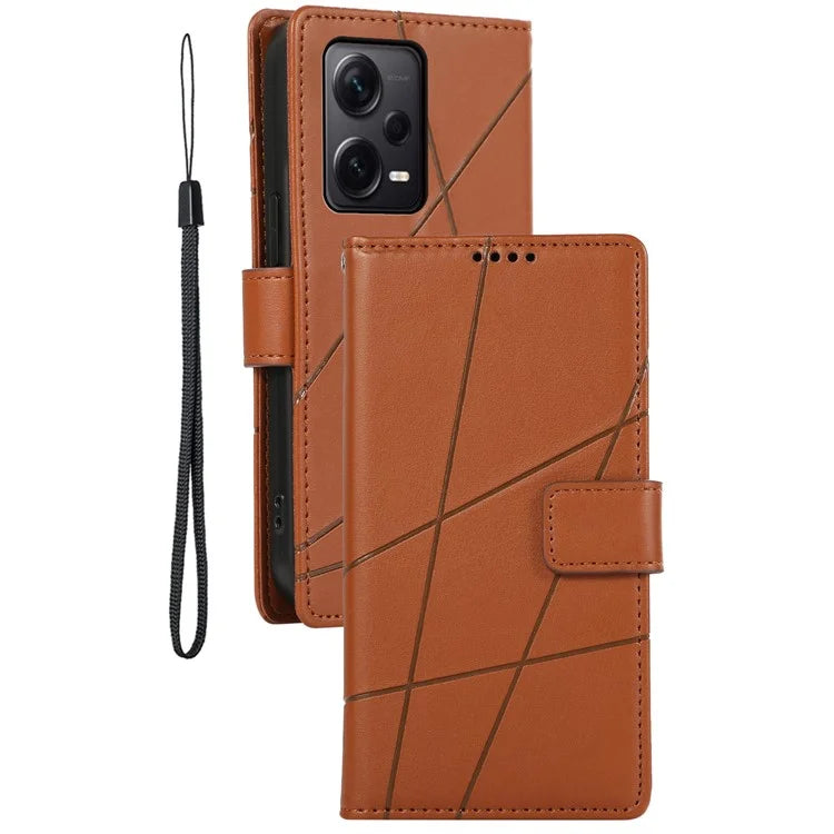 DF-06 For Xiaomi Redmi Note 12 Pro+ 5G Lines Imprint Leather Shockproof Phone Cover