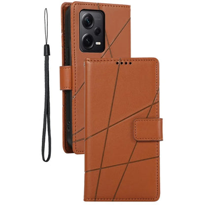 DF-06 For Xiaomi Redmi Note 12 Pro+ 5G Lines Imprint Leather Shockproof Phone Cover