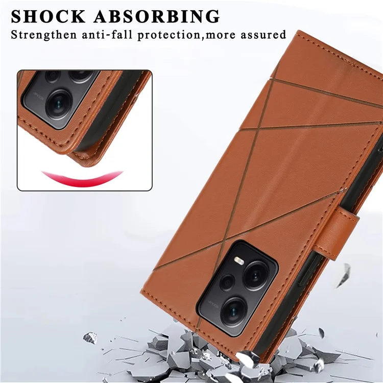 DF-06 For Xiaomi Redmi Note 12 Pro+ 5G Lines Imprint Leather Shockproof Phone Cover