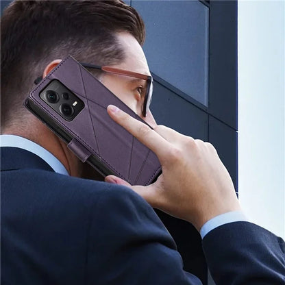 DF-06 For Xiaomi Redmi Note 12 Pro+ 5G Lines Imprint Leather Shockproof Phone Cover