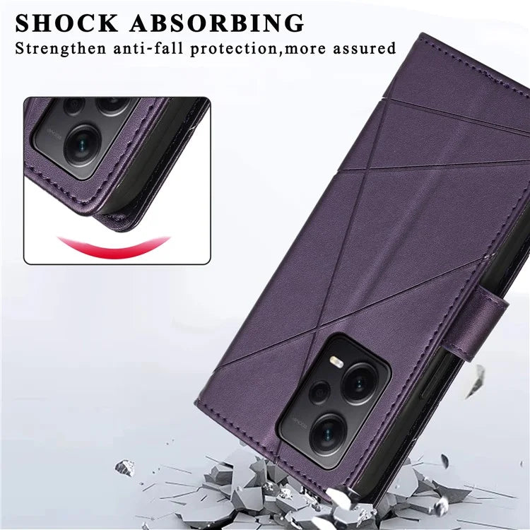 DF-06 For Xiaomi Redmi Note 12 Pro+ 5G Lines Imprint Leather Shockproof Phone Cover