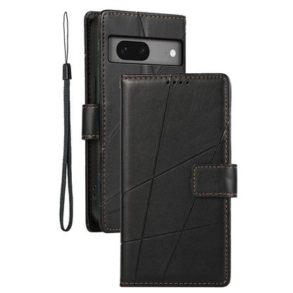 DF-06 For Google Pixel 7 5G Case Lines Imprint Leather Folding Stand Phone Cover