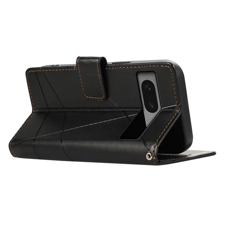 DF-06 For Google Pixel 7 5G Case Lines Imprint Leather Folding Stand Phone Cover