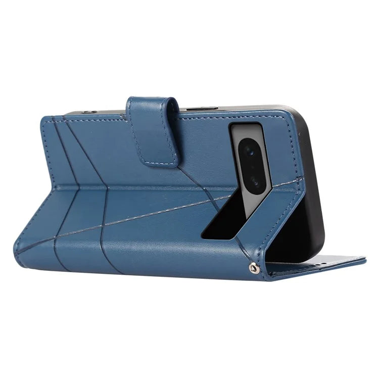 DF-06 For Google Pixel 7 5G Case Lines Imprint Leather Folding Stand Phone Cover