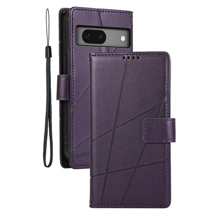 DF-06 For Google Pixel 7 5G Case Lines Imprint Leather Folding Stand Phone Cover