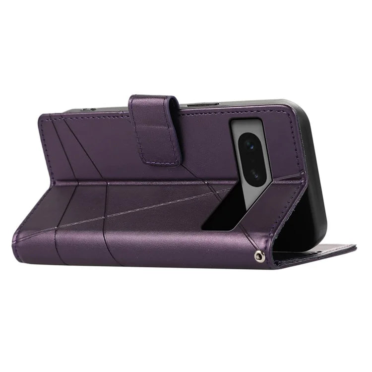 DF-06 For Google Pixel 7 5G Case Lines Imprint Leather Folding Stand Phone Cover