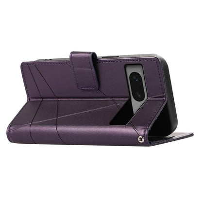 DF-06 For Google Pixel 7 5G Case Lines Imprint Leather Folding Stand Phone Cover
