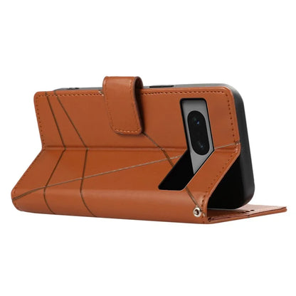 DF-06 For Google Pixel 7 5G Case Lines Imprint Leather Folding Stand Phone Cover