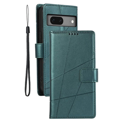 DF-06 For Google Pixel 7 5G Case Lines Imprint Leather Folding Stand Phone Cover