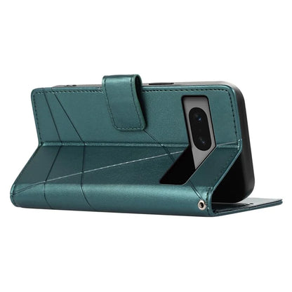 DF-06 For Google Pixel 7 5G Case Lines Imprint Leather Folding Stand Phone Cover