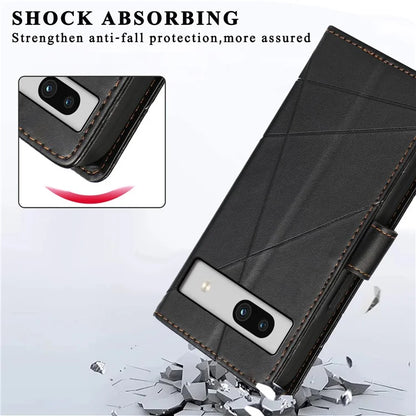 DF-06 For Google Pixel 7a Cover Phone Leather Anti-drop Case with Wallet Stand