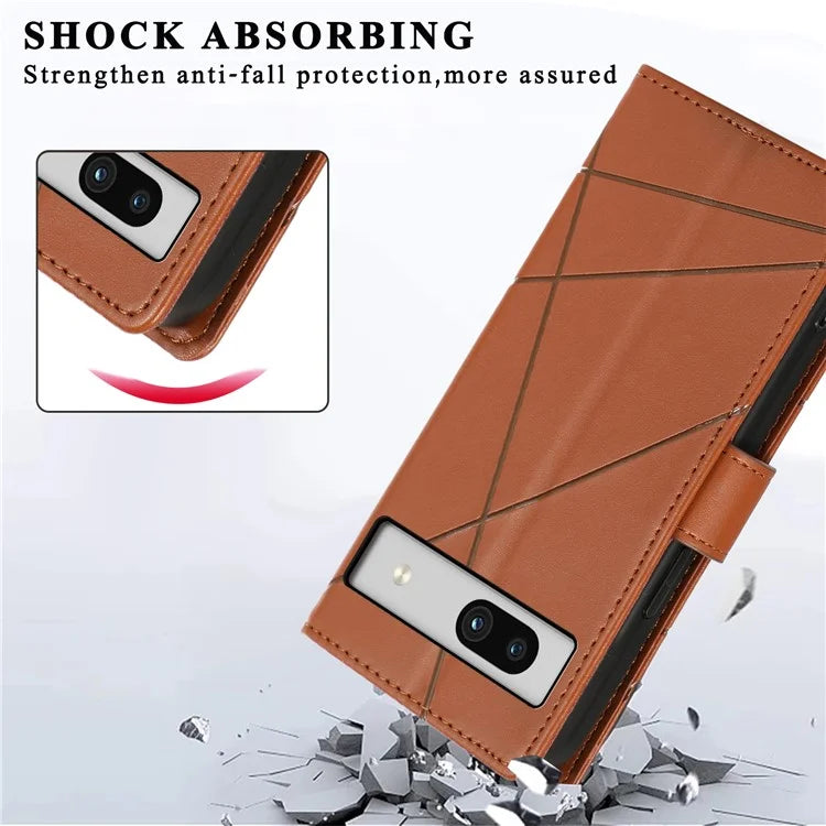 DF-06 For Google Pixel 7a Cover Phone Leather Anti-drop Case with Wallet Stand