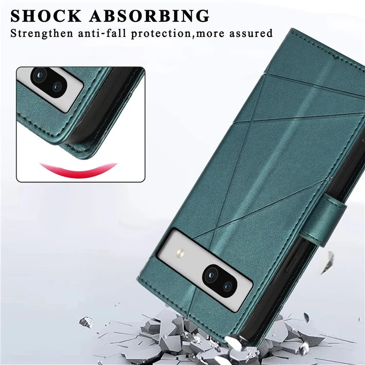 DF-06 For Google Pixel 7a Cover Phone Leather Anti-drop Case with Wallet Stand
