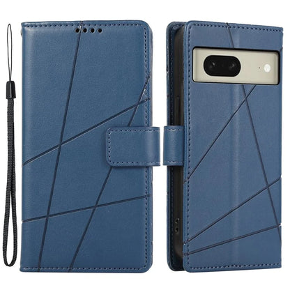 DF-06 For Google Pixel 8 Case Lines Imprinted Wallet PU Leather+TPU Phone Cover