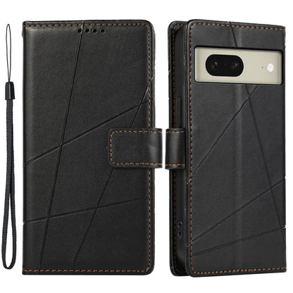 DF-06 For Google Pixel 8 Case Lines Imprinted Wallet PU Leather+TPU Phone Cover