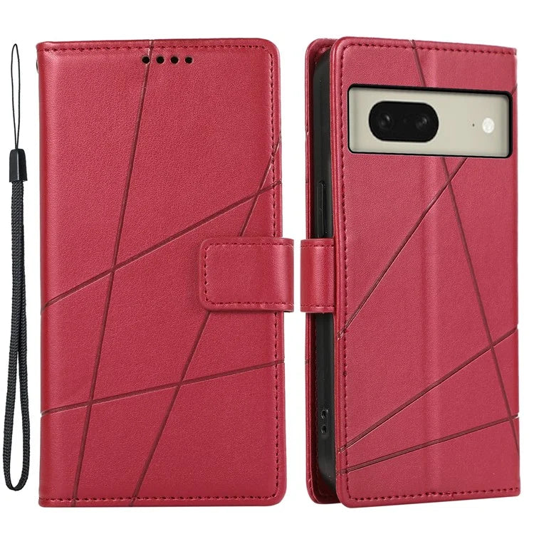 DF-06 For Google Pixel 8 Case Lines Imprinted Wallet PU Leather+TPU Phone Cover