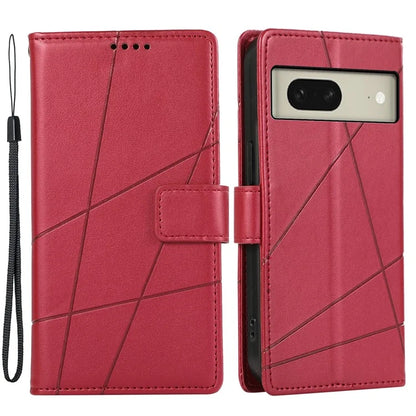 DF-06 For Google Pixel 8 Case Lines Imprinted Wallet PU Leather+TPU Phone Cover