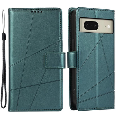 DF-06 For Google Pixel 8 Case Lines Imprinted Wallet PU Leather+TPU Phone Cover