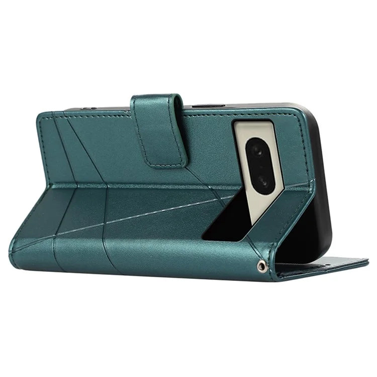 DF-06 For Google Pixel 8 Case Lines Imprinted Wallet PU Leather+TPU Phone Cover