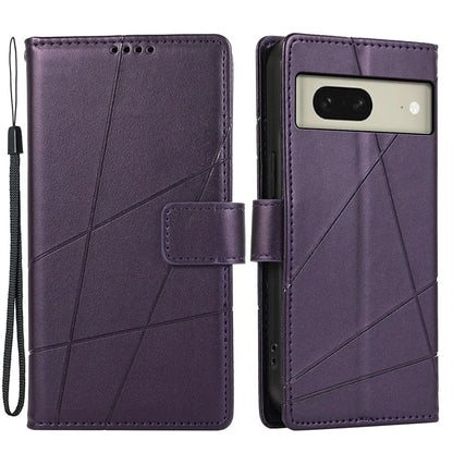 DF-06 For Google Pixel 8 Case Lines Imprinted Wallet PU Leather+TPU Phone Cover