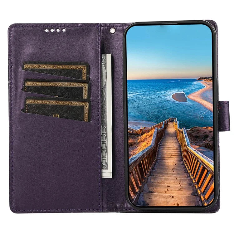 DF-06 For Google Pixel 8 Case Lines Imprinted Wallet PU Leather+TPU Phone Cover