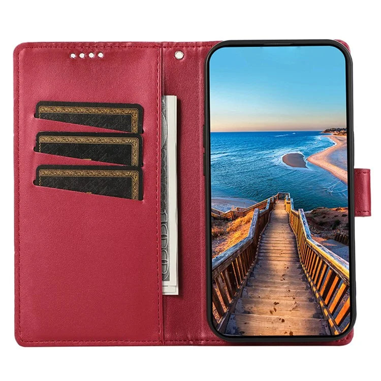 DF-06 For Honor 90 Case Lines Imprinted Wallet Stand PU Leather+TPU Phone Cover