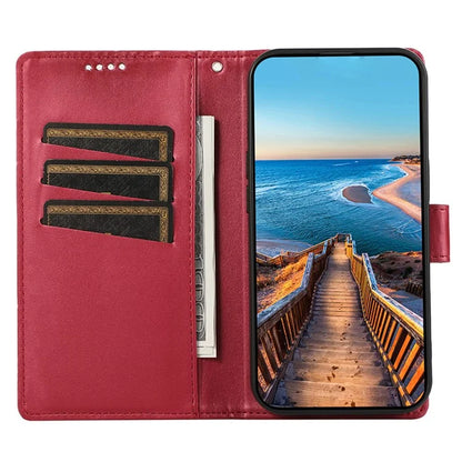DF-06 For Honor 90 Case Lines Imprinted Wallet Stand PU Leather+TPU Phone Cover