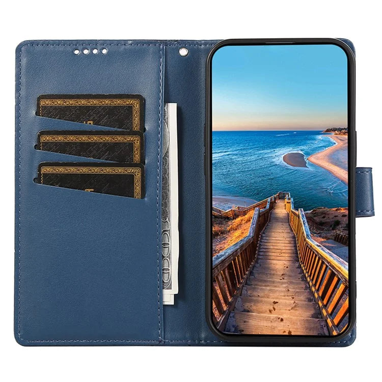 DF-06 For Honor 90 Case Lines Imprinted Wallet Stand PU Leather+TPU Phone Cover