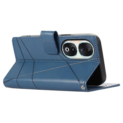 DF-06 For Honor 90 Case Lines Imprinted Wallet Stand PU Leather+TPU Phone Cover