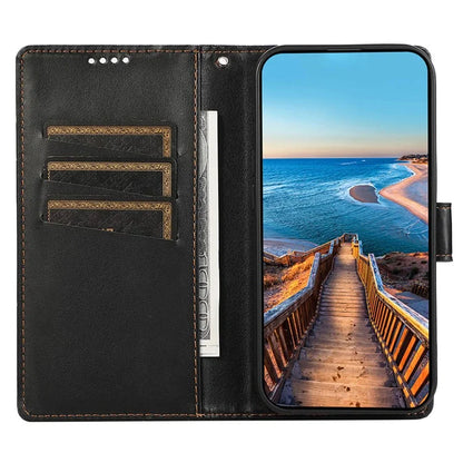DF-06 For Honor 90 Case Lines Imprinted Wallet Stand PU Leather+TPU Phone Cover