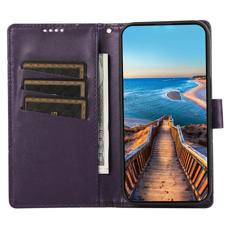 DF-06 For Honor 90 Case Lines Imprinted Wallet Stand PU Leather+TPU Phone Cover
