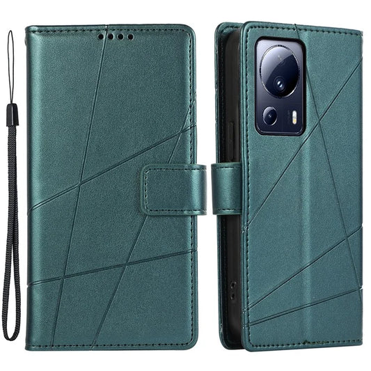 DF-06 For Xiaomi 13 Lite / Civi 2 5G Case Imprinted Line Wallet Stand PU Leather Cell Phone Cover