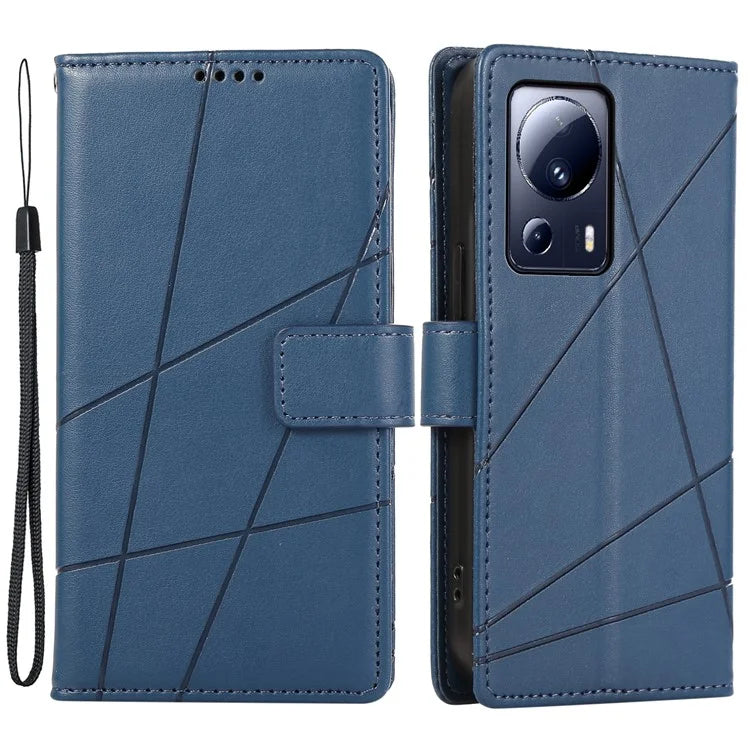DF-06 For Xiaomi 13 Lite / Civi 2 5G Case Imprinted Line Wallet Stand PU Leather Cell Phone Cover