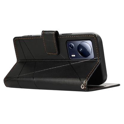 DF-06 For Xiaomi 13 Lite / Civi 2 5G Case Imprinted Line Wallet Stand PU Leather Cell Phone Cover