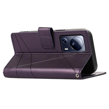 DF-06 For Xiaomi 13 Lite / Civi 2 5G Case Imprinted Line Wallet Stand PU Leather Cell Phone Cover
