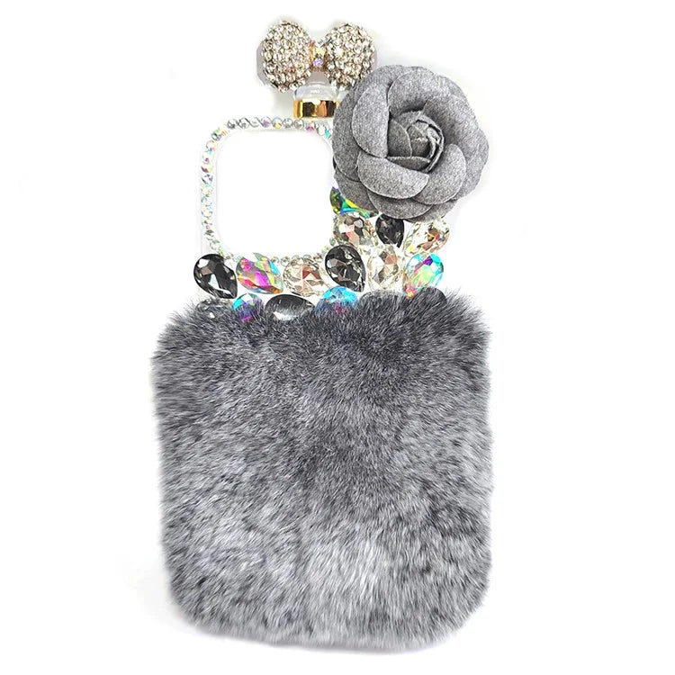 For iPhone 15 Case Hard PC + Soft Plush Phone Cover Shockproof Shell