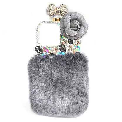 For iPhone 15 Case Hard PC + Soft Plush Phone Cover Shockproof Shell