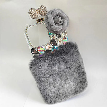 For iPhone 15 Case Hard PC + Soft Plush Phone Cover Shockproof Shell